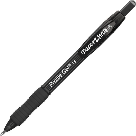 Paper Mate Gel Pen, Profile, 1.0mm, 3/10"x3/10"Lx7", 12/DZ, Black PK PAP2095465